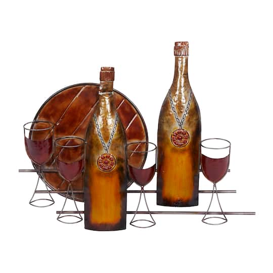 Multicolored Traditional Wine Bar Metal Wall Décor
